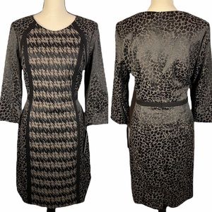 NWT Tahari Kravitz 3/4 Sleeve Multi-Print Color Block Sheath Dress Size 14